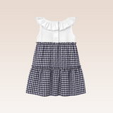 Mench Baby Girls Navy Checkered Tiered Dress
