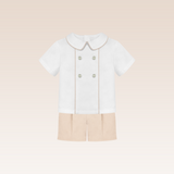 Pietro Baby Boys Beige Top and Shorts Set