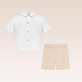 Pietro Baby Boys Beige Top and Shorts Set