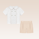 Pietro Baby Boys Beige Top and Shorts Set
