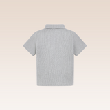 Maxime Boys Grey Textured Polo Shirt