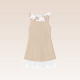 Arin Girls Beige Sleeveless Shift Dress
