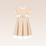 Alaia Girls Light Beige Pleated Dress
