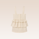 Petunia Girls Beige Striped Top and Skort Set