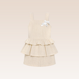 Petunia Girls Beige Striped Top and Skort Set