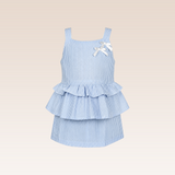 Petunia Girls Blue Striped Top and Skort Set