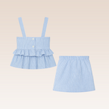 Petunia Girls Blue Striped Top and Skort Set