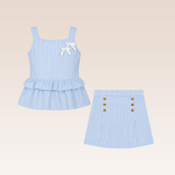 Petunia Girls Blue Striped Top and Skort Set