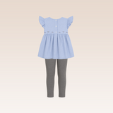 Odina Girls Blue Tunic Top and Leggings Set