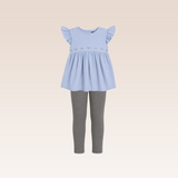 Odina Girls Blue Tunic Top and Leggings Set