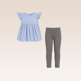 Odina Girls Blue Tunic Top and Leggings Set