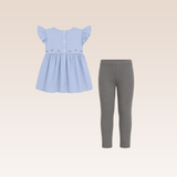 Odina Girls Blue Tunic Top and Leggings Set