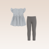 Odina Girls Grey Tunic Top and Leggings Set