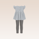 Odina Girls Grey Tunic Top and Leggings Set