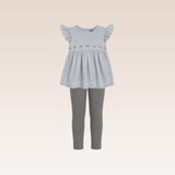 Odina Girls Grey Tunic Top and Leggings Set
