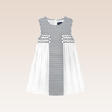 Orania Girls Grey Striped Smocked Dress