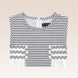 Orania Girls Grey Striped Smocked Dress