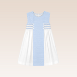Orania Girls Light Blue Striped Smocked Dress