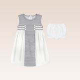 Orania Baby Girls Grey Striped Smocked Dress