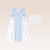 Orania Baby Girls Light Blue Striped Smocked Dress