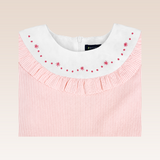 Odelie Girls Pink Striped Tiered Dress