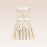 Odelie Girls Beige Striped Tiered Dress
