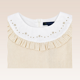 Odelie Girls Beige Striped Tiered Dress