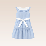 Odelie Girls Light Blue Striped Tiered Dress