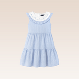 Odelie Girls Light Blue Striped Tiered Dress