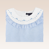 Odelie Girls Light Blue Striped Tiered Dress