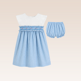 Margaery Baby Girls Turquoise Striped Smocked Dress