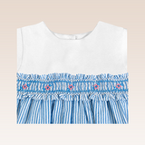Margaery Baby Girls Turquoise Striped Smocked Dress