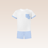 Pasco Baby Boys Light Blue Striped Top and Shorts Set