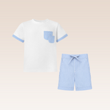 Pasco Baby Boys Light Blue Striped Top and Shorts Set