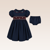 Tracey Baby Girls Navy Smocked Dress