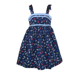 Bernice Girls Navy Blue Printed Dress