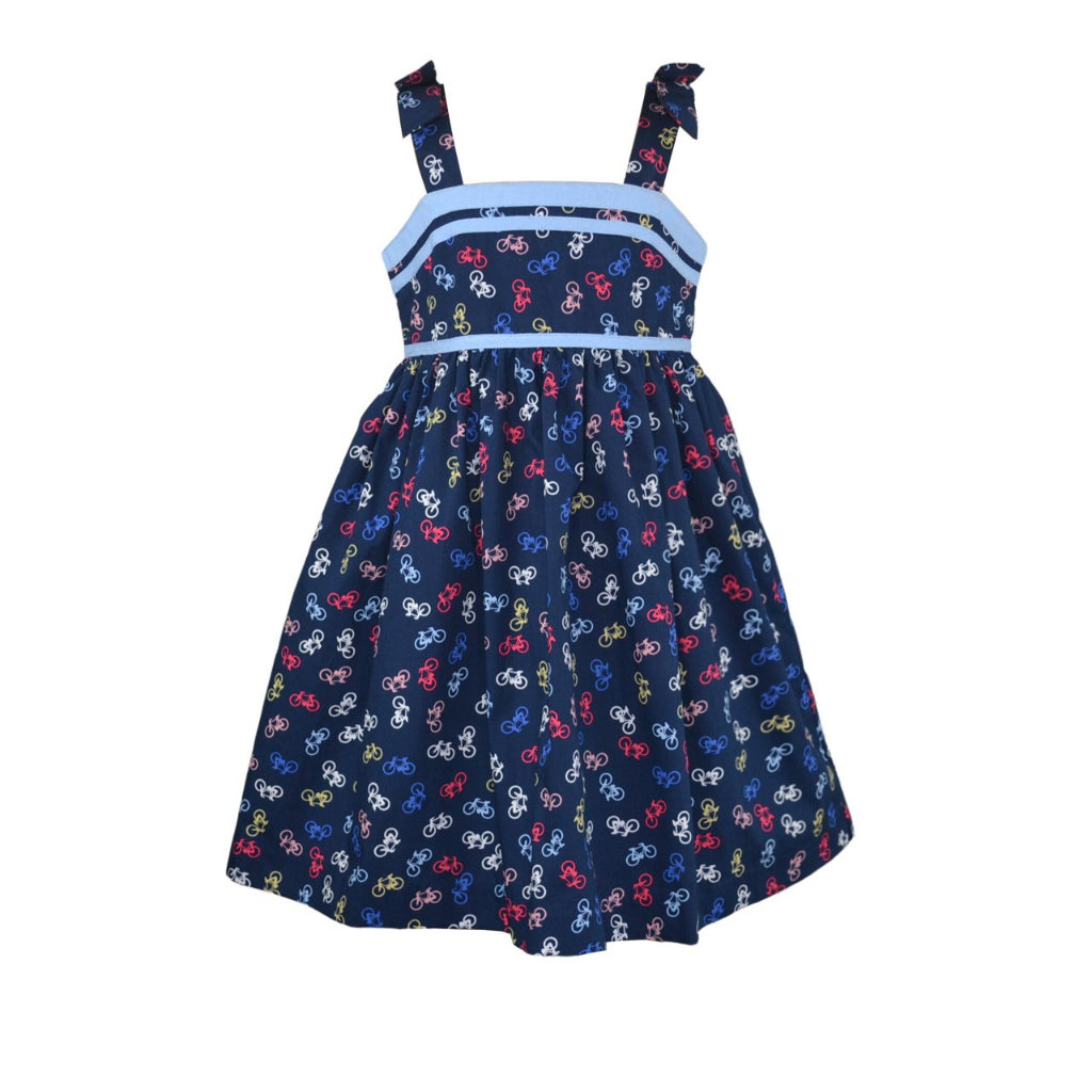 Bernice Girls Navy Blue Printed Strappy Dress