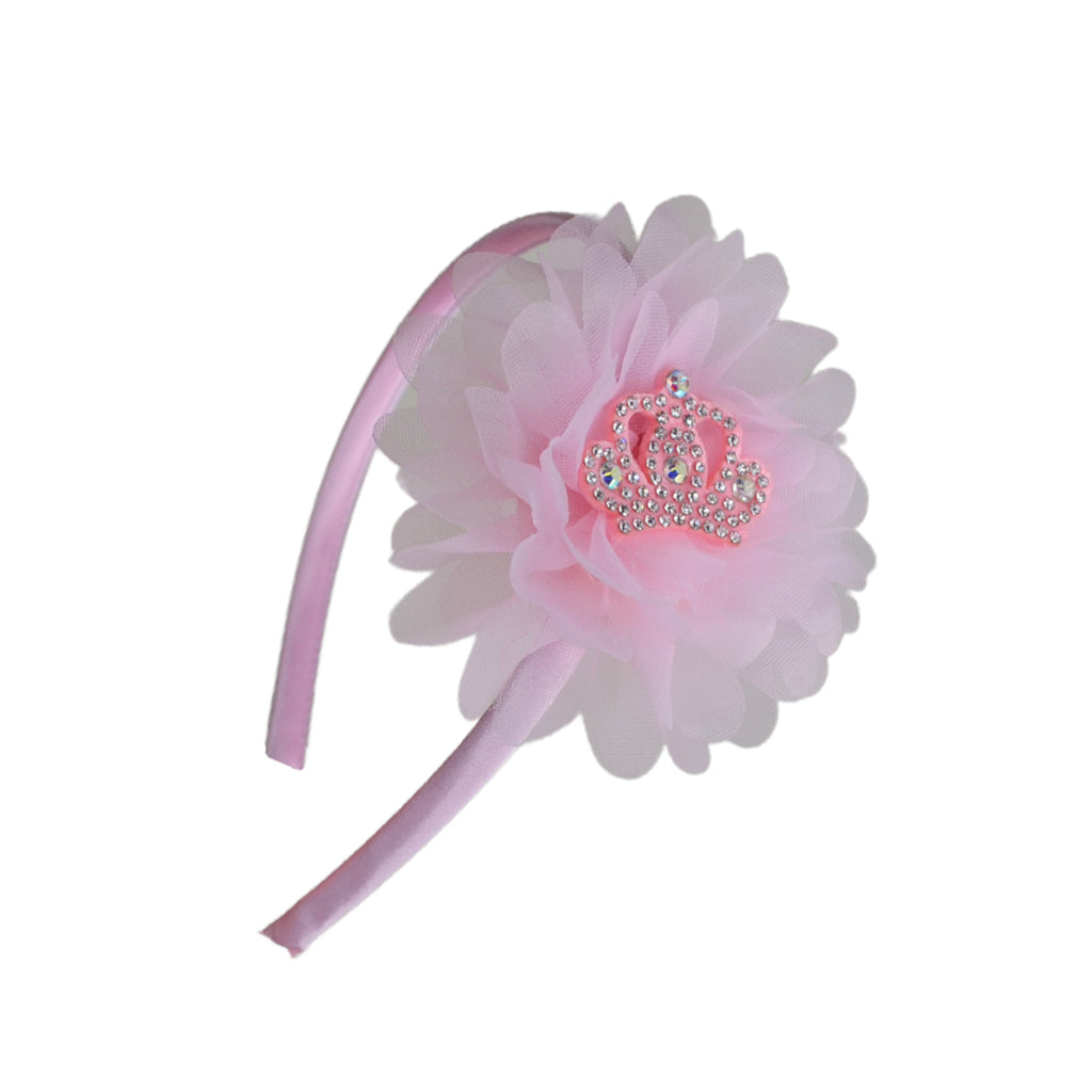 Thea Pink Daisy Flower Headband with Stoned Crown
