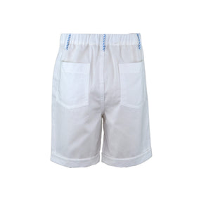 Elias White Slim Fit Shorts with Belt