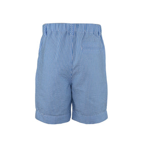 Gabriel Turquoise Seersucker Slim Fit Shorts with Belt