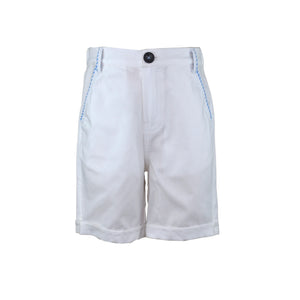 Elias White Slim Fit Shorts with Belt