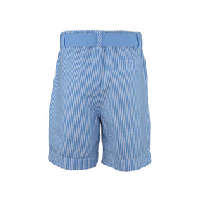 Gabriel Turquoise Seersucker Slim Fit Shorts with Belt