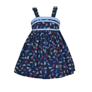 Bernice Baby Girl Navy Blue Printed Strappy Dress with Diaper Cover