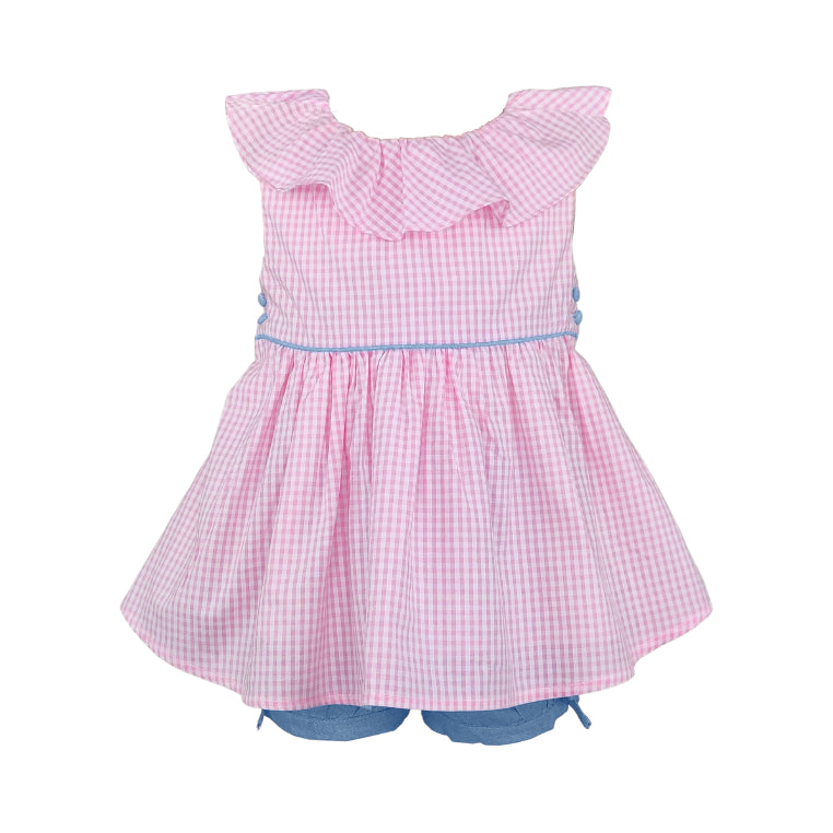 Dorothee Baby Girls and Girls Gingham Ruffled Top and Shorts