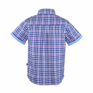 Andres Baby Boy Blue Checkered Short Sleeved Polo