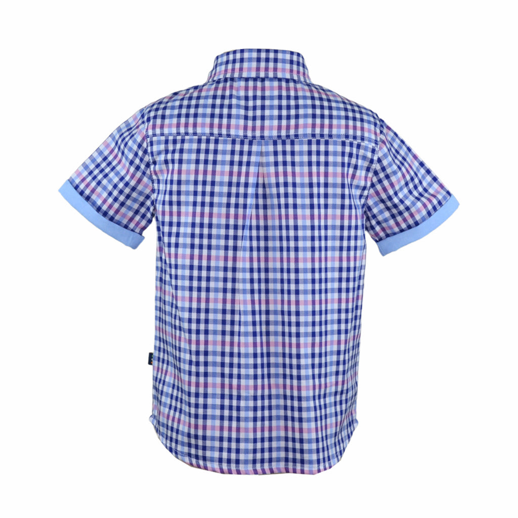 Andres Boy Blue Checkered Short Sleeved Polo