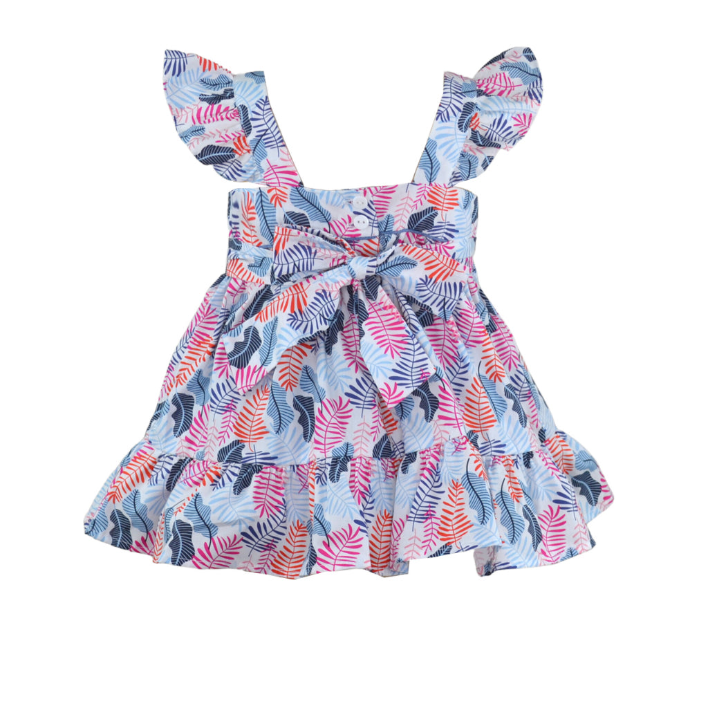 Bettina Baby Girl Printed Dress with Diaper Cover