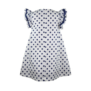 Elise Flutter Sleeves Dress with Polka Dots Print