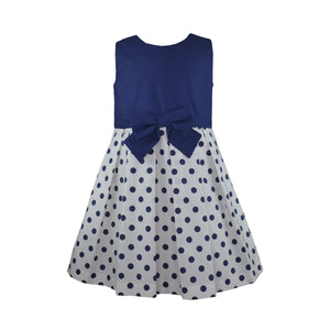 Alice Sleeveless Dress with Navy Polka Dots Print