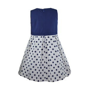 Alice Sleeveless Dress with Navy Polka Dots Print